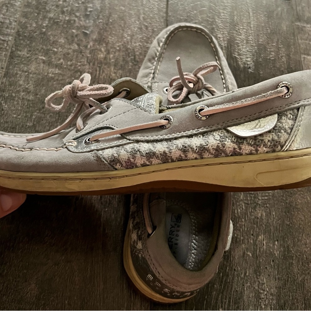 Sperry Casual Gray Boat Shoes with Patterned Accent
